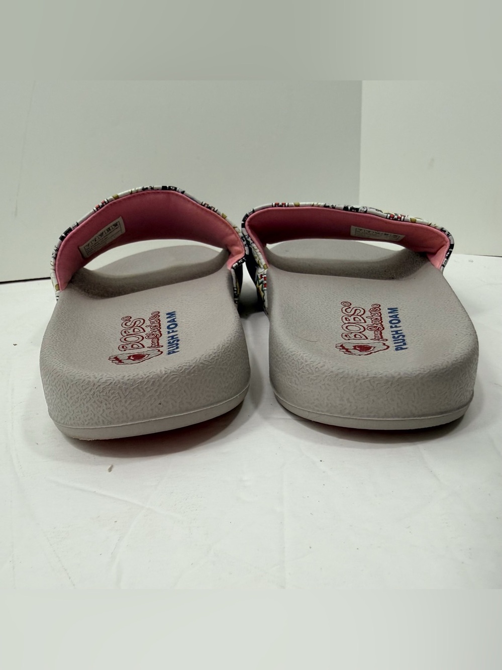 Skechers BOBS Gray Slide Sandals with Multicolor Dogs Print Graphic Strap - Picture 3 of 7